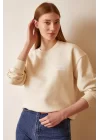 Snoopy Baskılı Sweatshirt - Krem