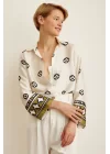 Patterned Satin Shirt - Ecru