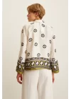 Patterned Satin Shirt - Ecru