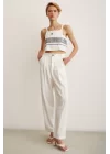 Back-Tied Embroidered Crop Top - White