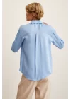 Блуза из шелка - Синяя