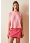 Блузка без рукавов с округлым вырезом - Розовая