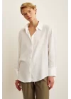 Рубашка с сетчатым оверсайзом - Белая