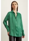 Saten Gömlek - Benetton Yeşili