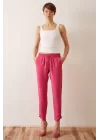 Yanı Biyeli Bağcıklı Pijama Pantolon - Fuşya