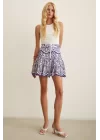 Lace Detail Mini Skirt - Blue