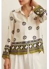 Patterned Satin Shirt - Ecru