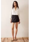 V-Neck Satin Blouse - White
