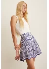 Lace Detail Mini Skirt - Blue