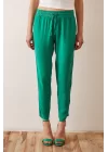 Yanı Biyeli Bağcıklı Pijama Pantolon - Koyu Yeşil