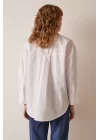 Однокарманный хлопковый рубашка - Белый