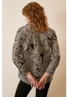 Patterned Satin Shirt - Black Floral Pattern