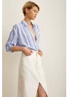 Striped Poplin Shirt - Blue-White