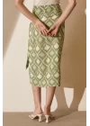 Slit Zebra Print Skirt - Green
