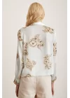 Patterned Puffed Sleeve Shirt - Mint