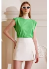Bisiklet Yaka Vatkalı Sleeveless - Yeşil