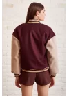Bomber Kolej Ceket - Bordo