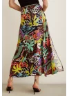 Patterned Slit Long Skirt - MULTICOLOR
