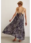 Beaded Strap Loose Dress - Navy / Beige