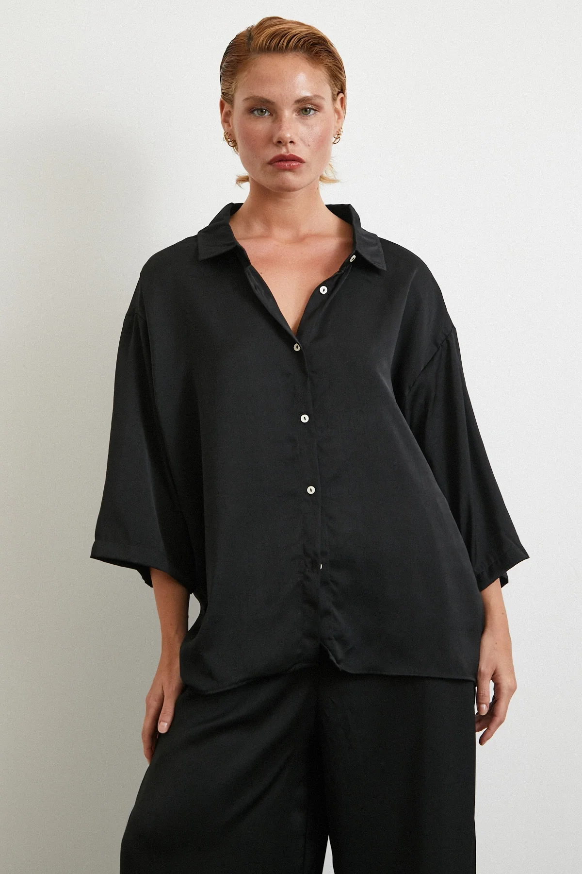 Draped Romantic Shirt - Black