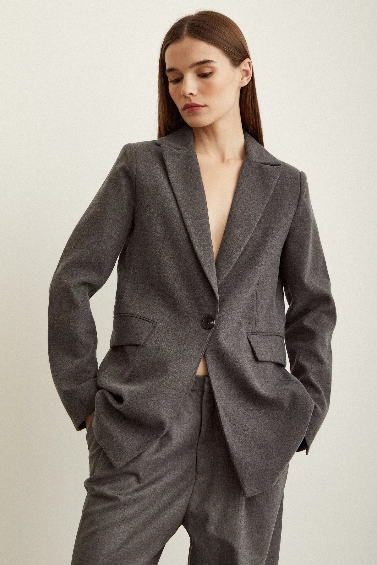 Slim Fit Blazer Ceket - Gri