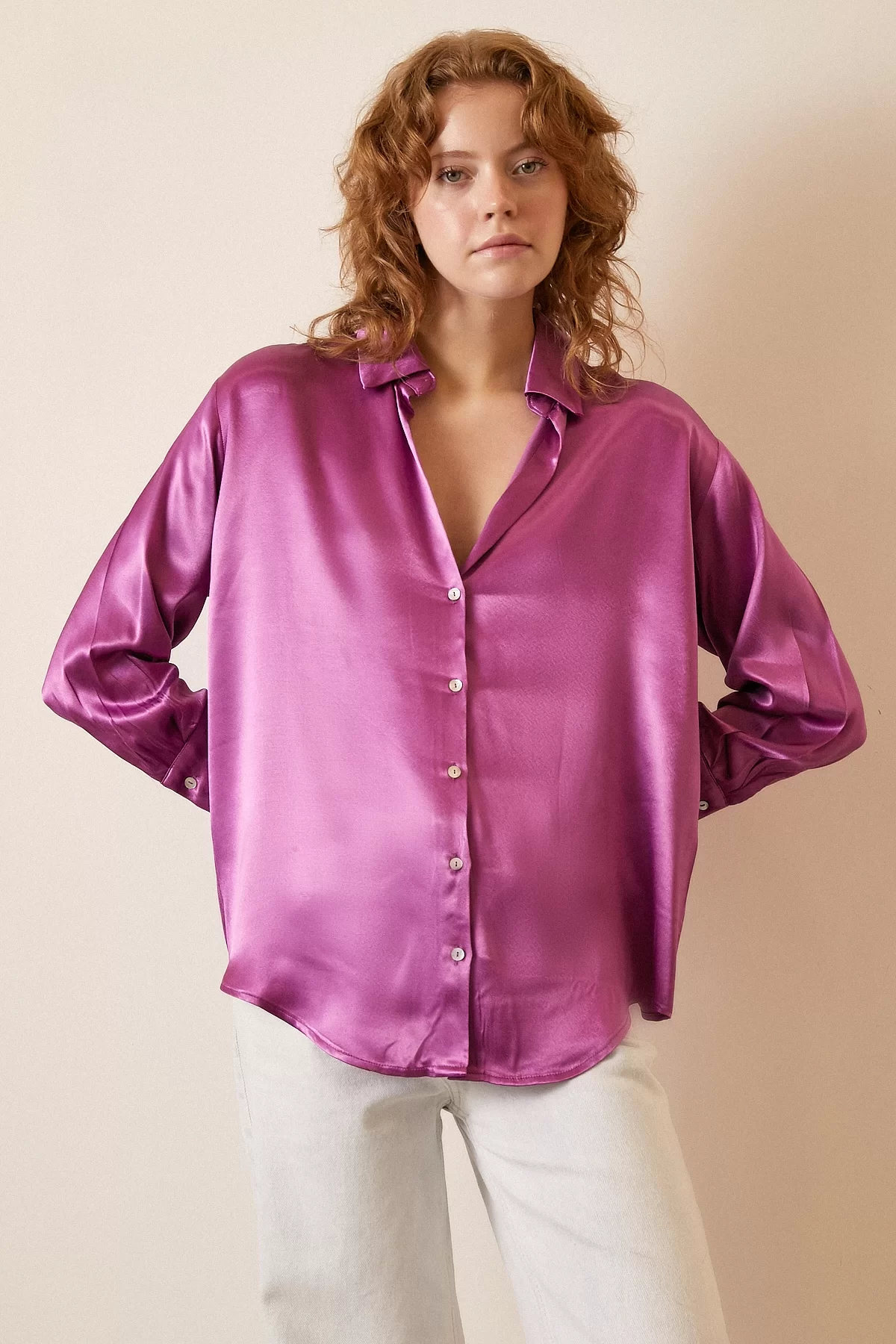 Классическая рубашка оверсайз - Фиолетовый