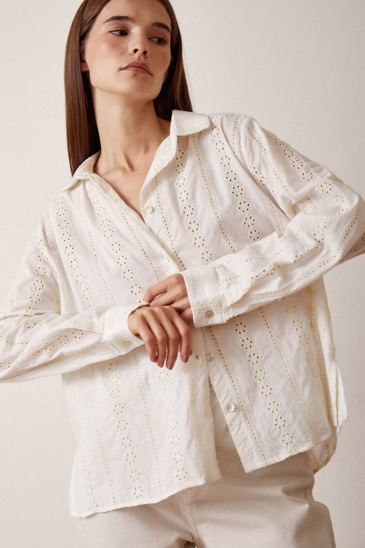 Loose-Fit Shirt with Pockets - Ecru
