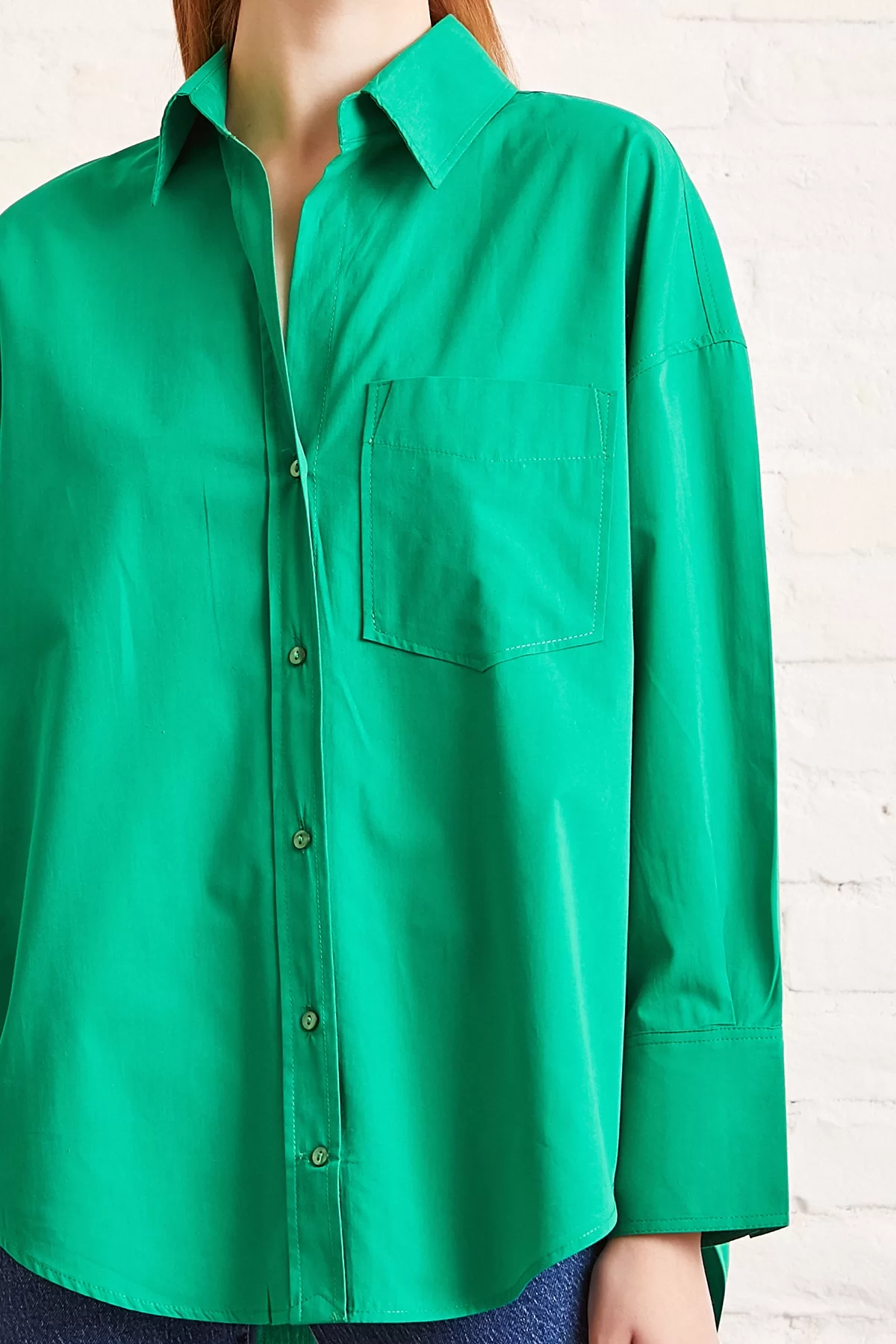 قميص بوبلين كلاسيكي - أخضر
