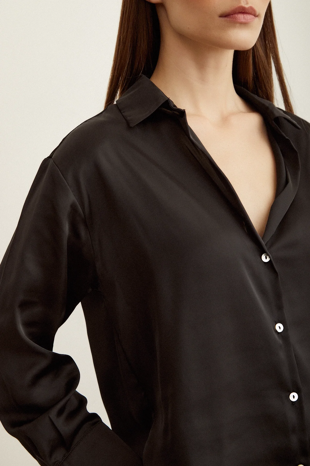 Basic Saten Gömlek - Siyah