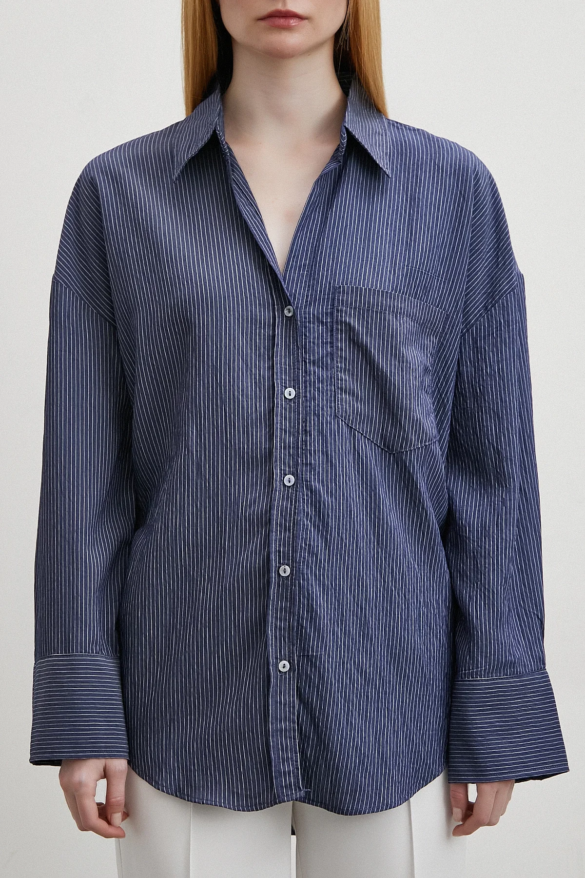 القميص المخطط بجيوب - أزرق كحلي