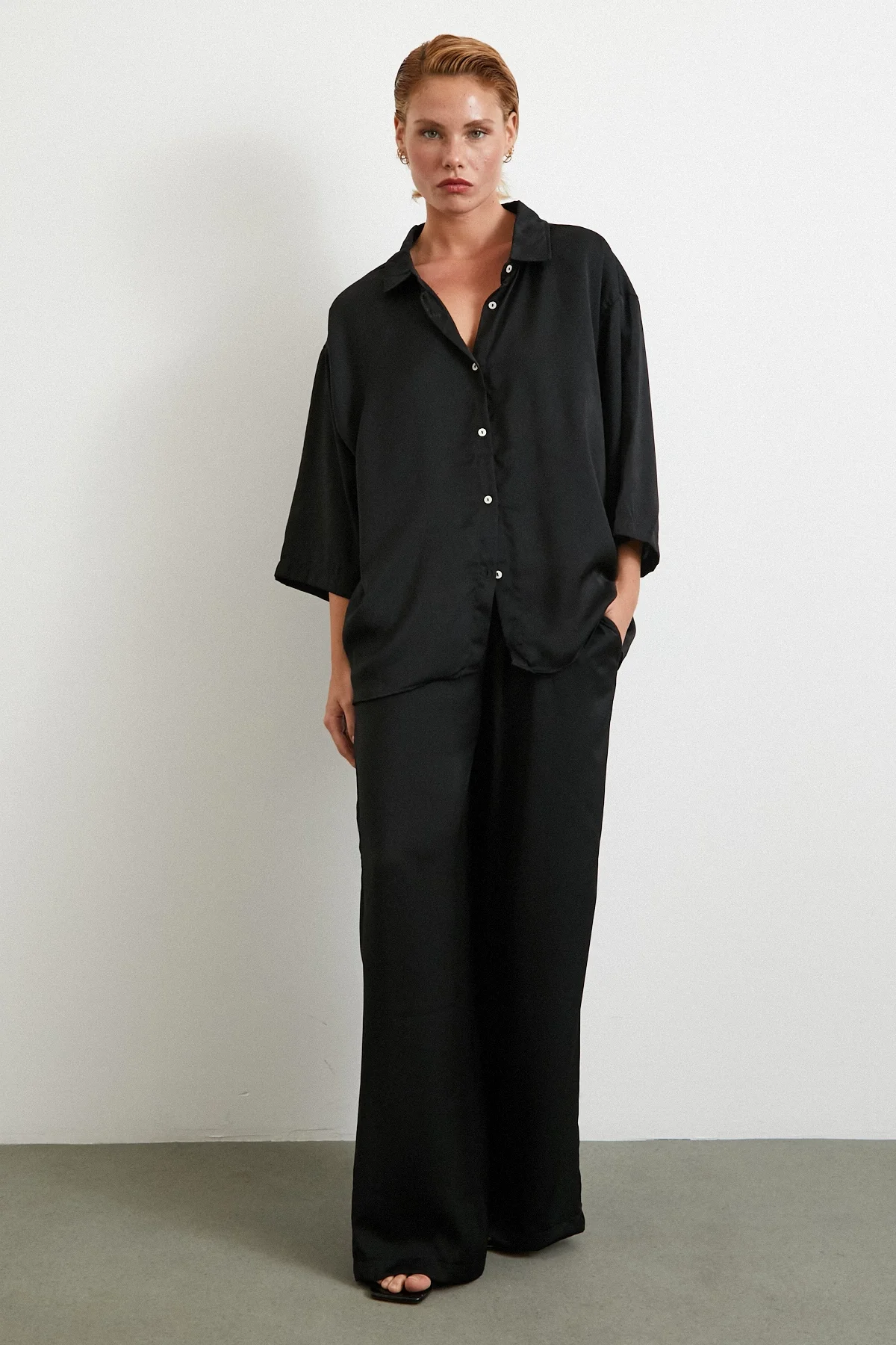 Draped Romantic Shirt - Black
