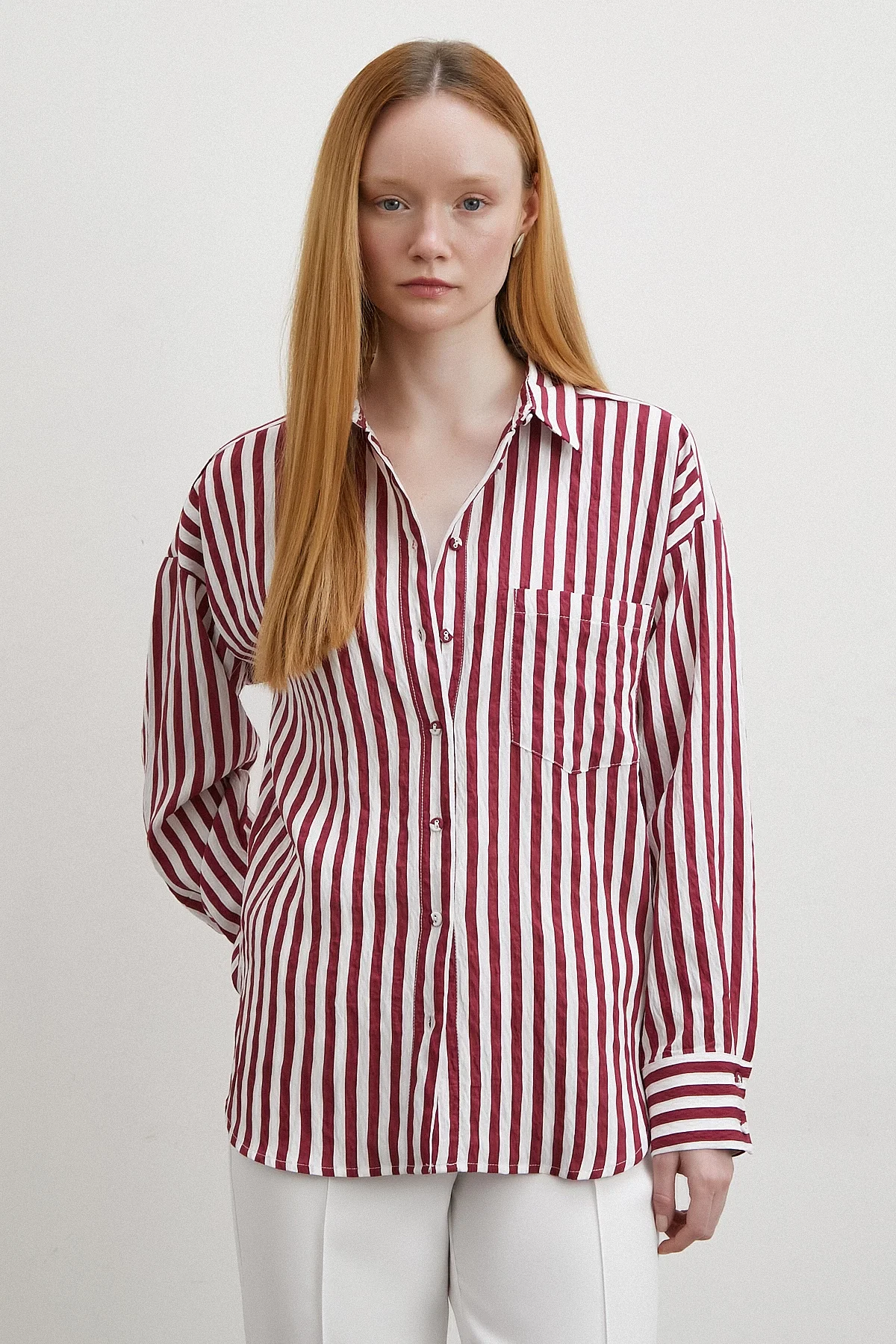 Multi Striped Pocket Shirt - Burgundy