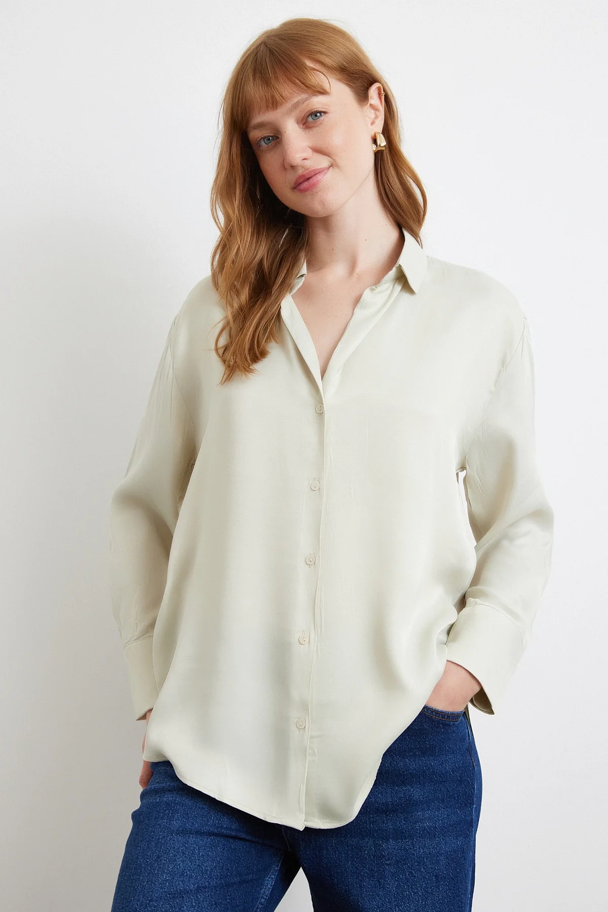 Viscose Satin Shirt - Grey