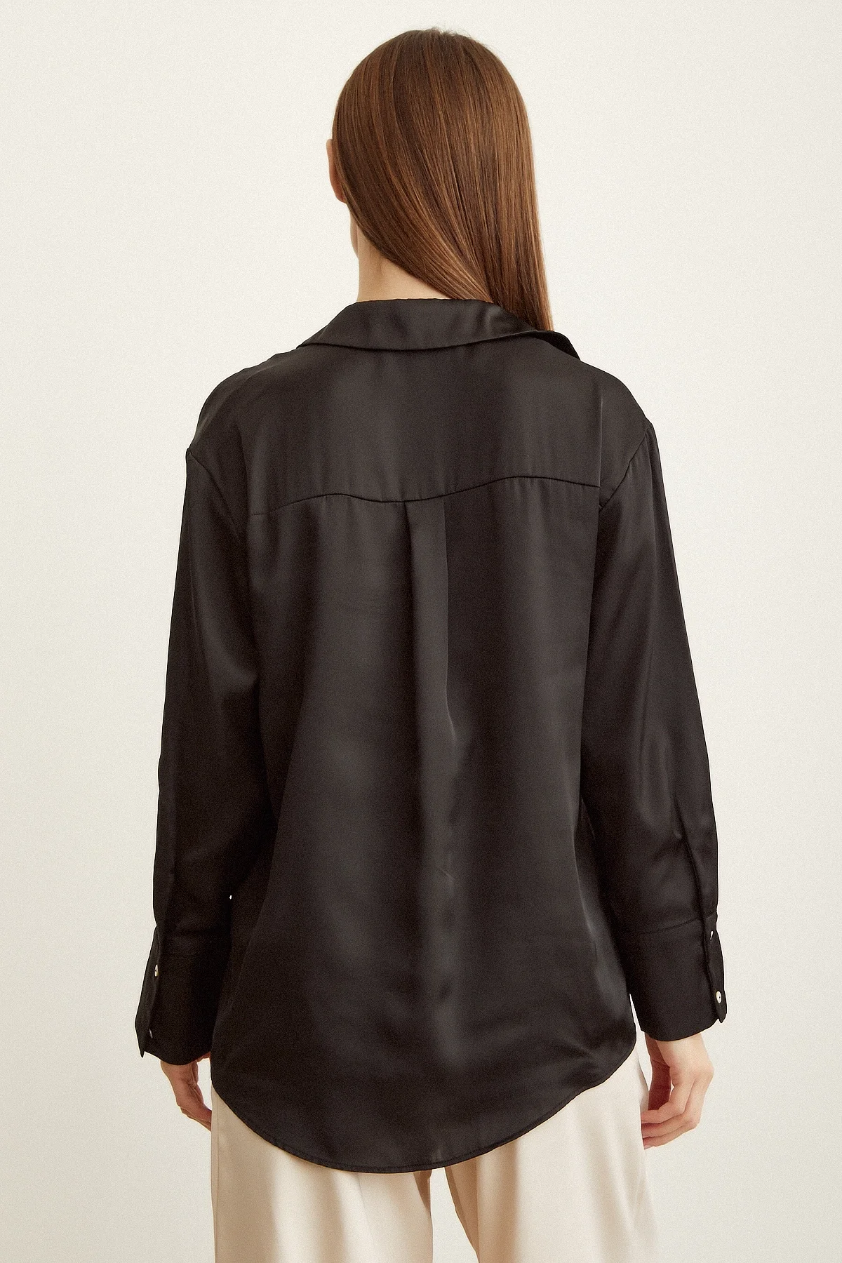 Basic Saten Gömlek - Siyah