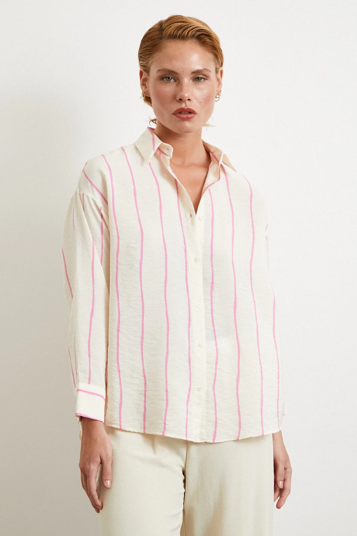 Striped Modal Shirt - Pink