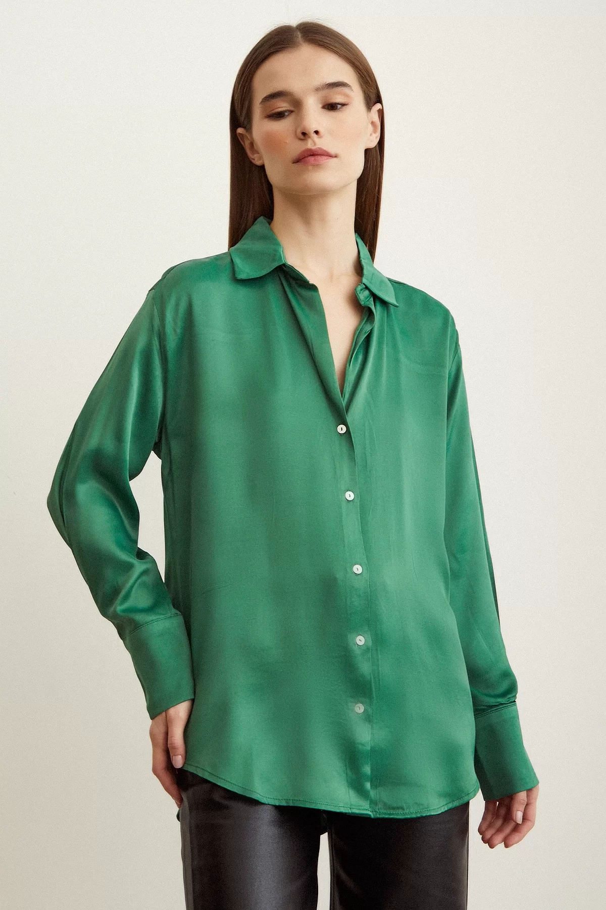 Saten Gömlek - Benetton Yeşili