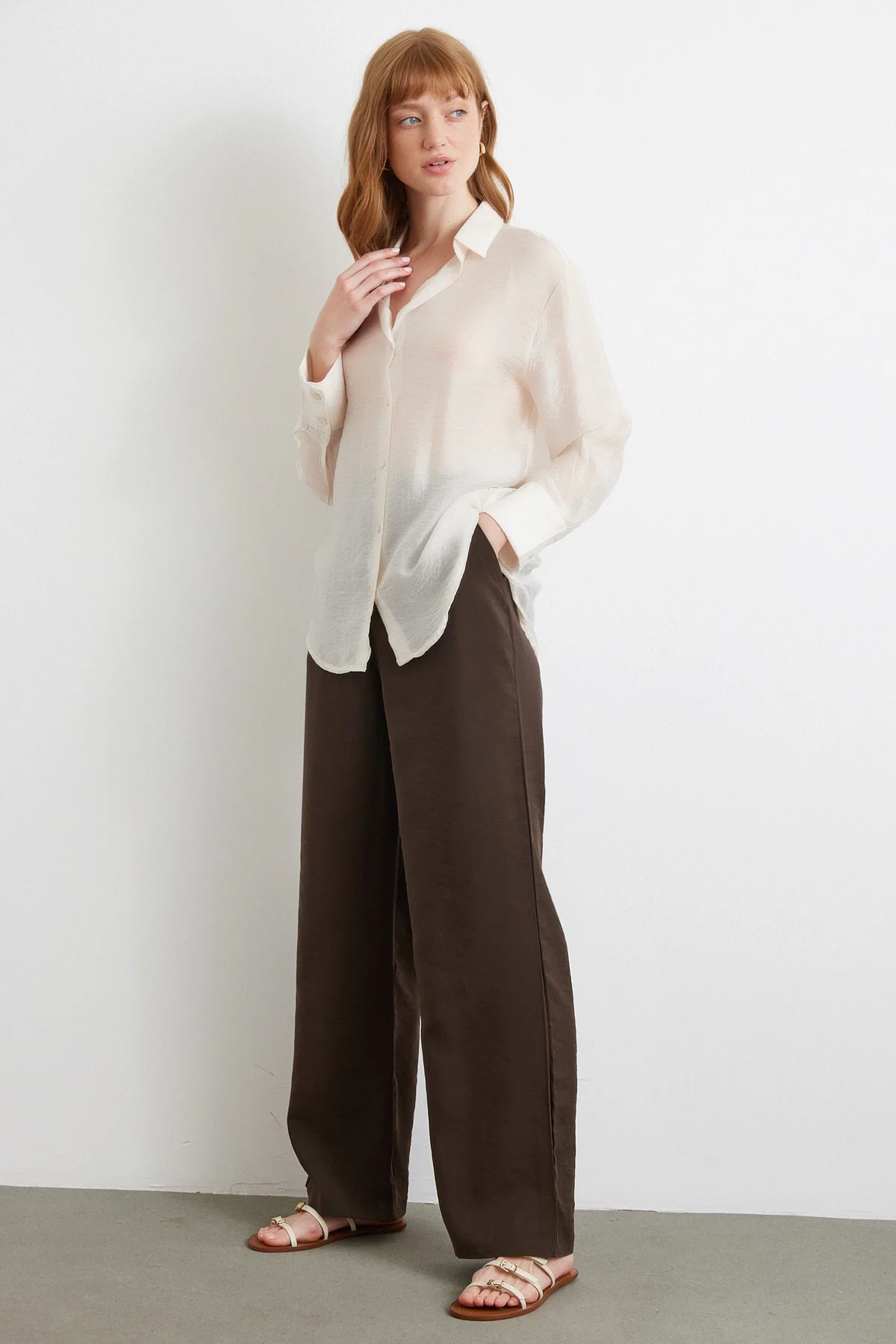 İnce Modal Gömlek - Ekru