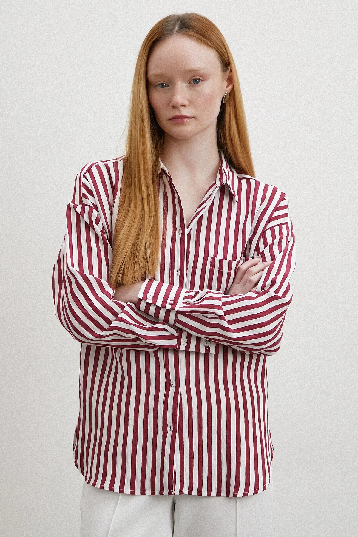 Multi Striped Pocket Shirt - Burgundy