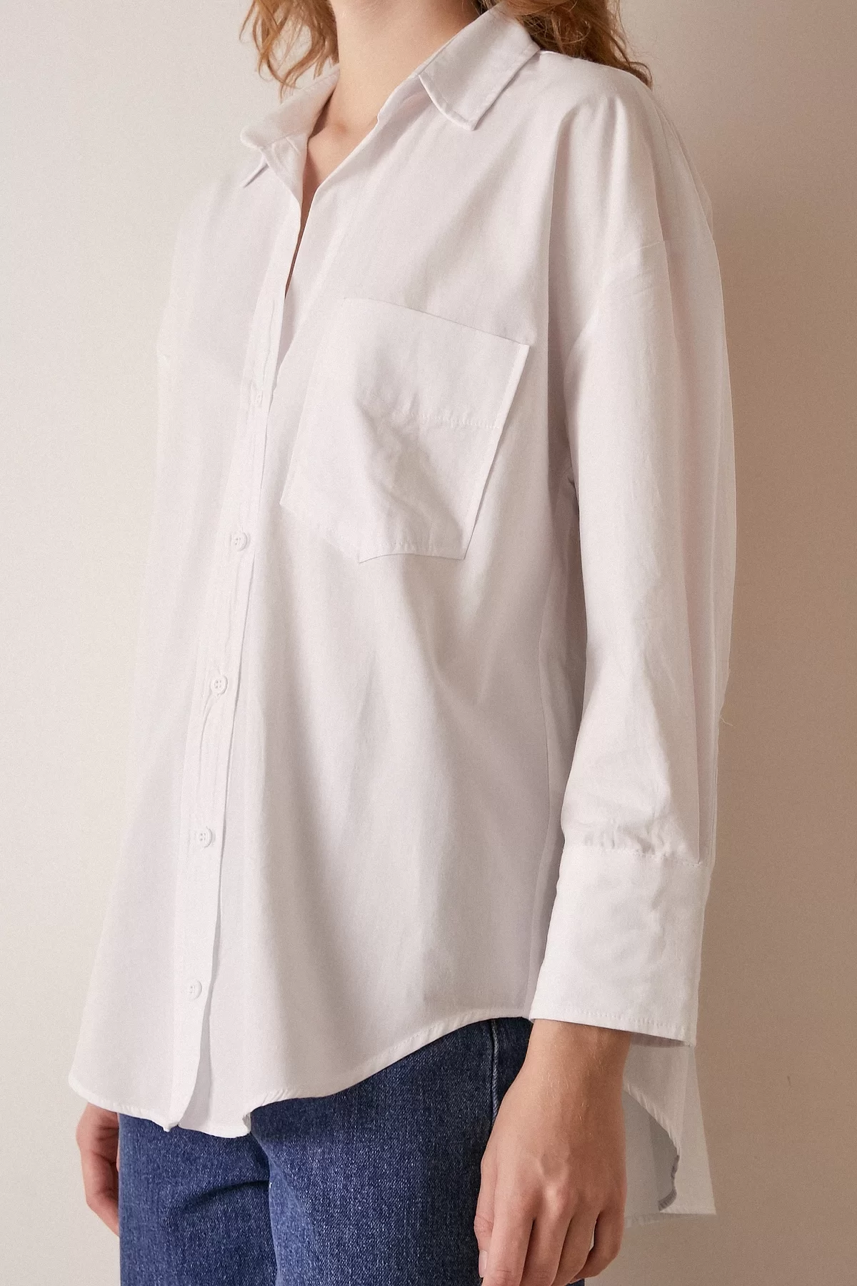 Single-Pocket Cotton Shirt - White