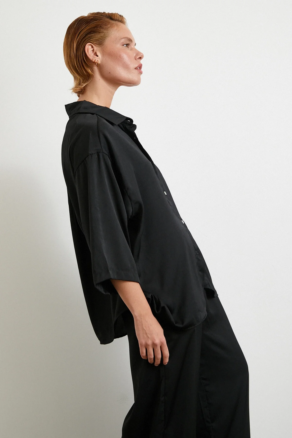 Draped Romantic Shirt - Black