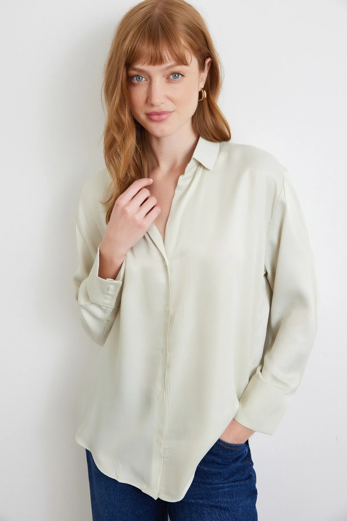 Viscose Satin Shirt - Grey
