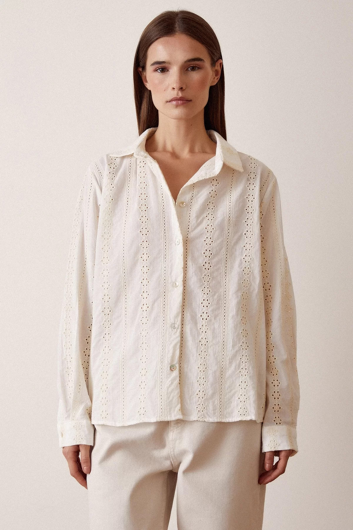 Loose-Fit Shirt with Pockets - Ecru