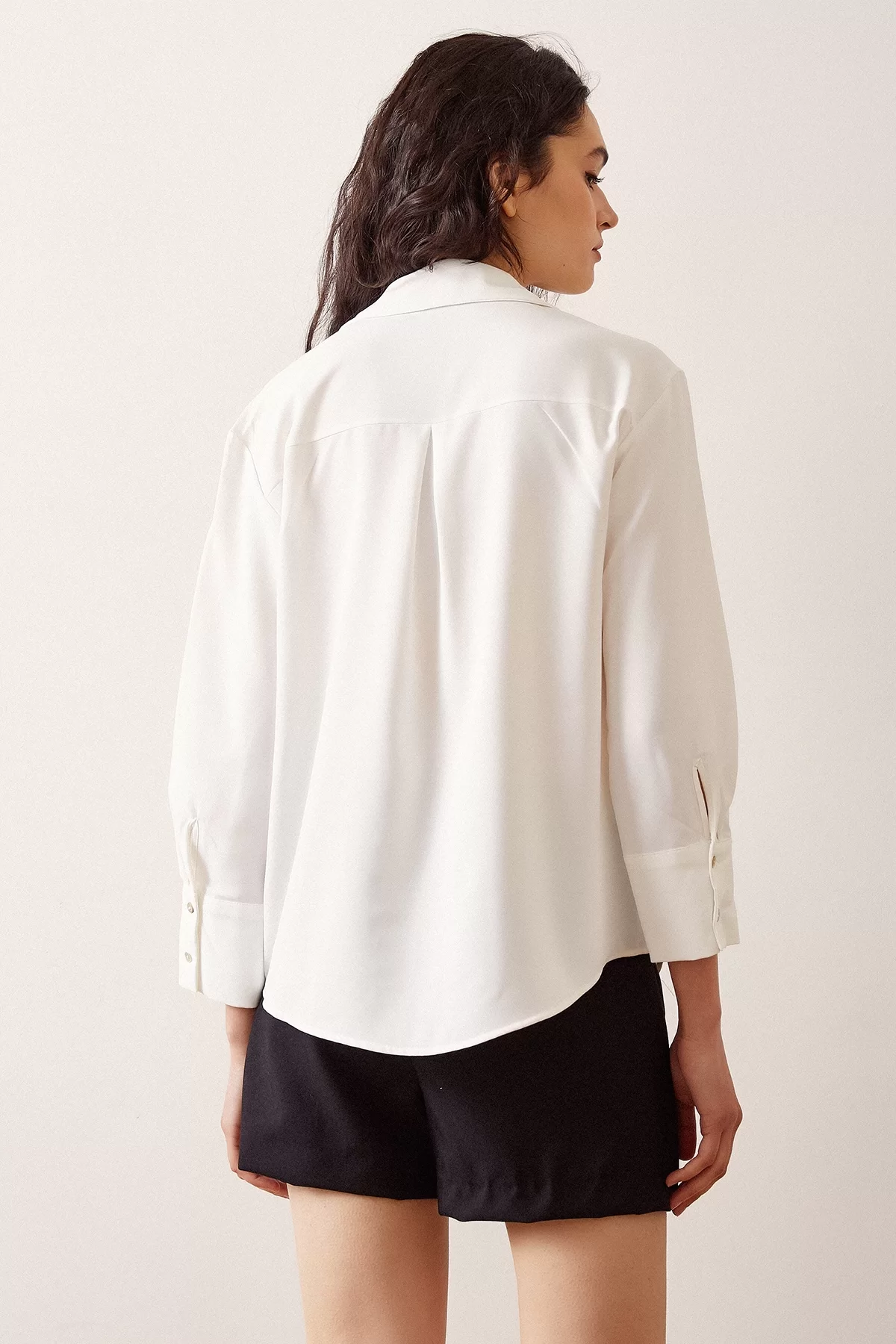 V-Neck Satin Blouse - White