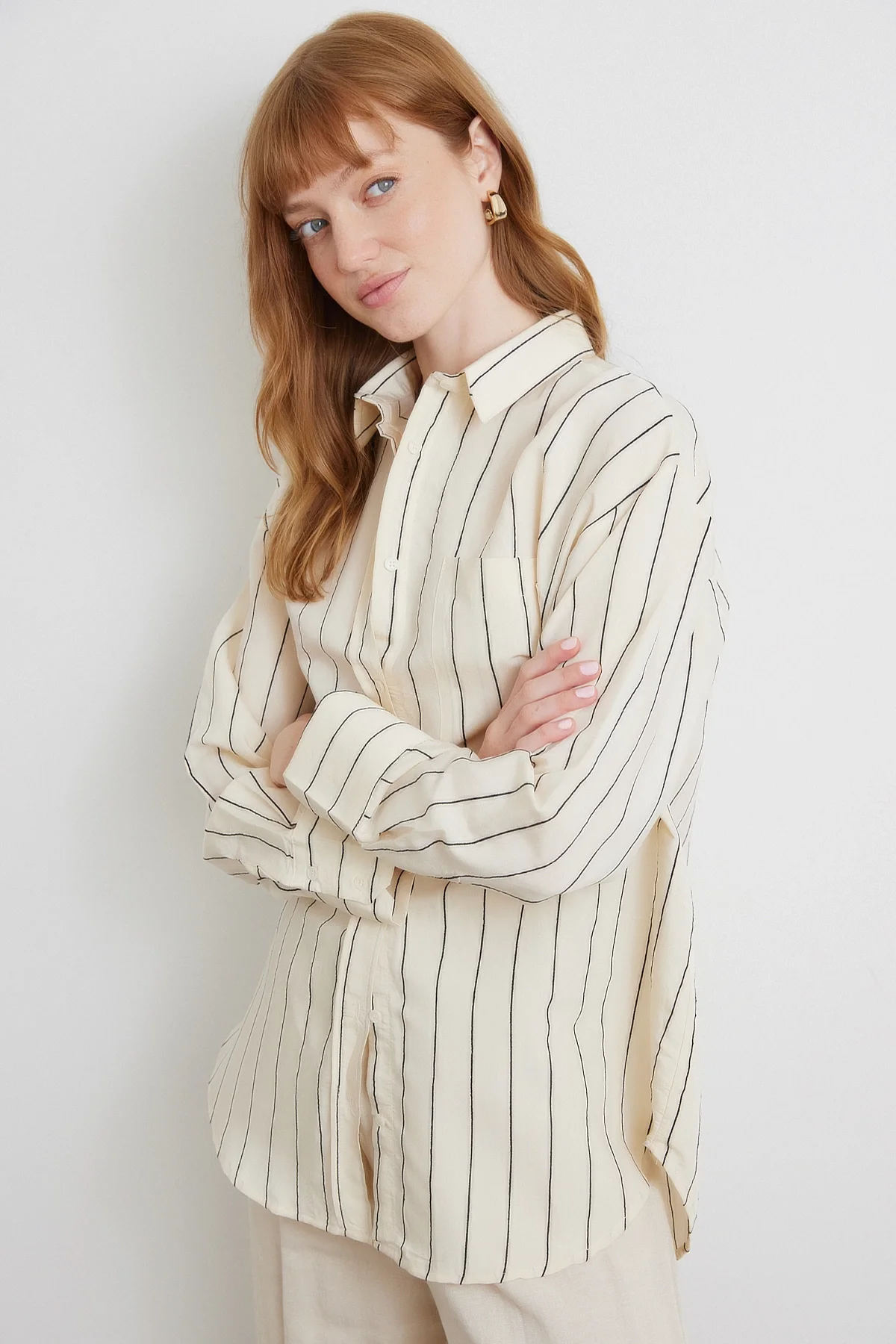 Contrast Striped Modal Shirt - Black