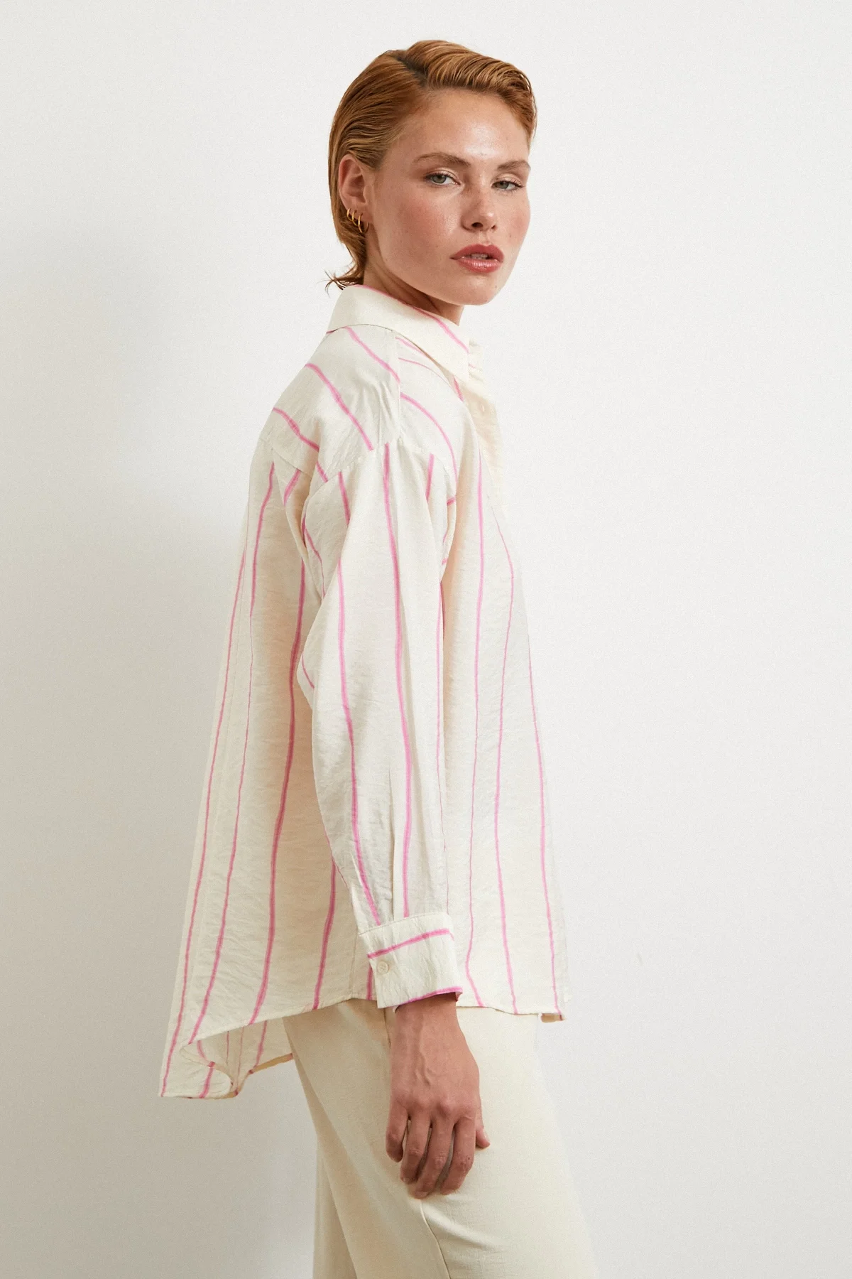 Striped Modal Shirt - Pink