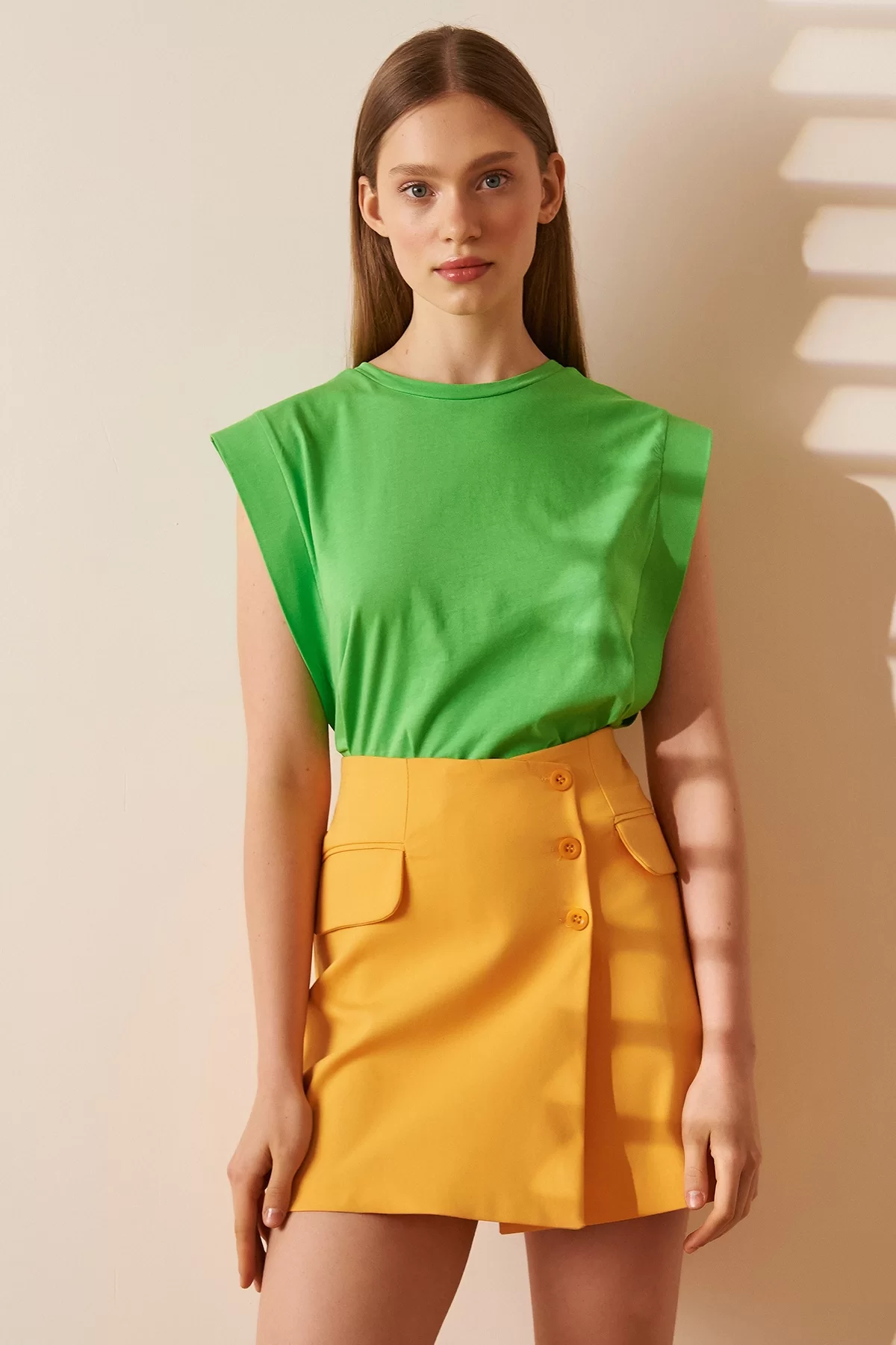 Bisiklet Yaka Sleeveless - Yeşil