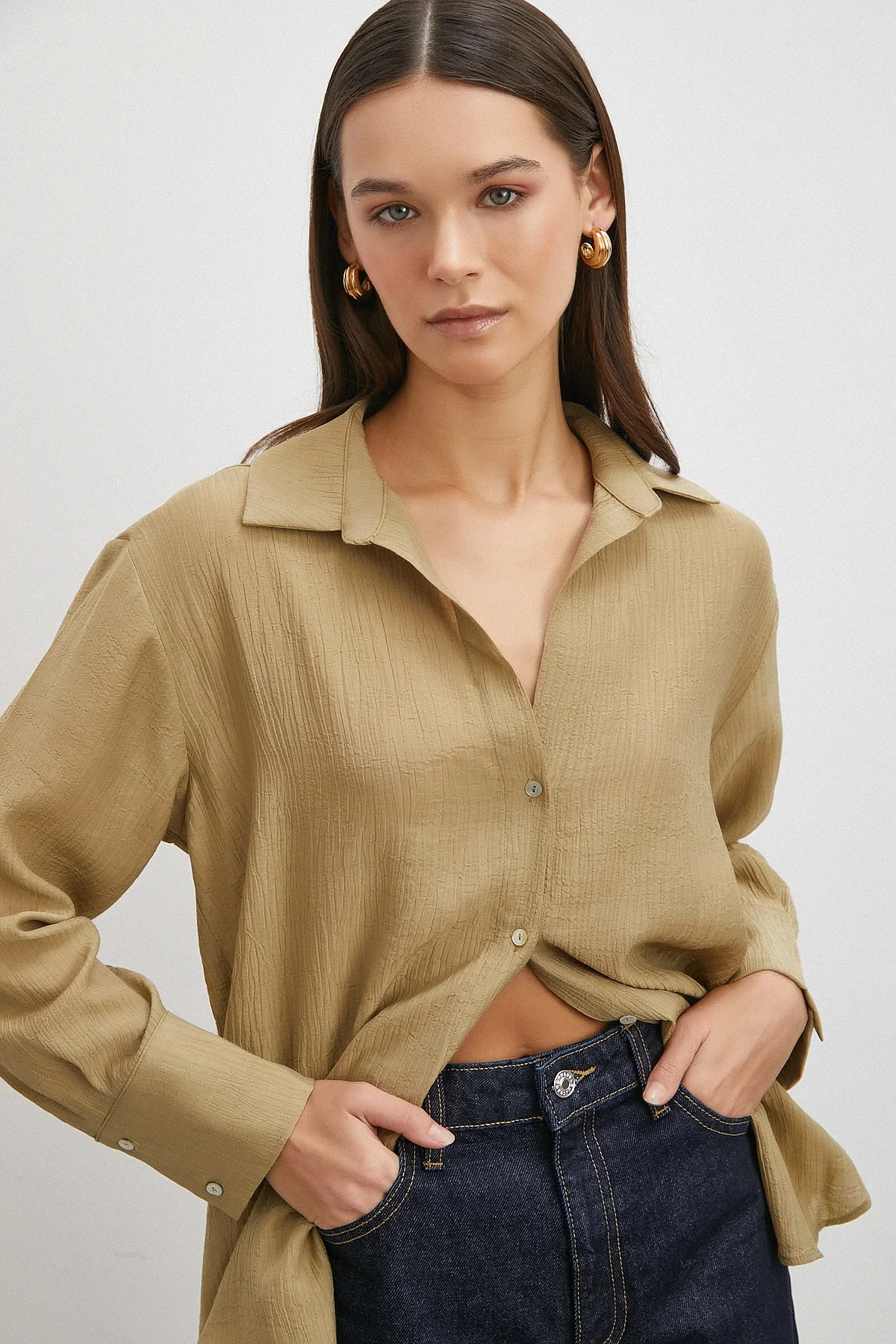 Kraşlı Gömlek - Haki