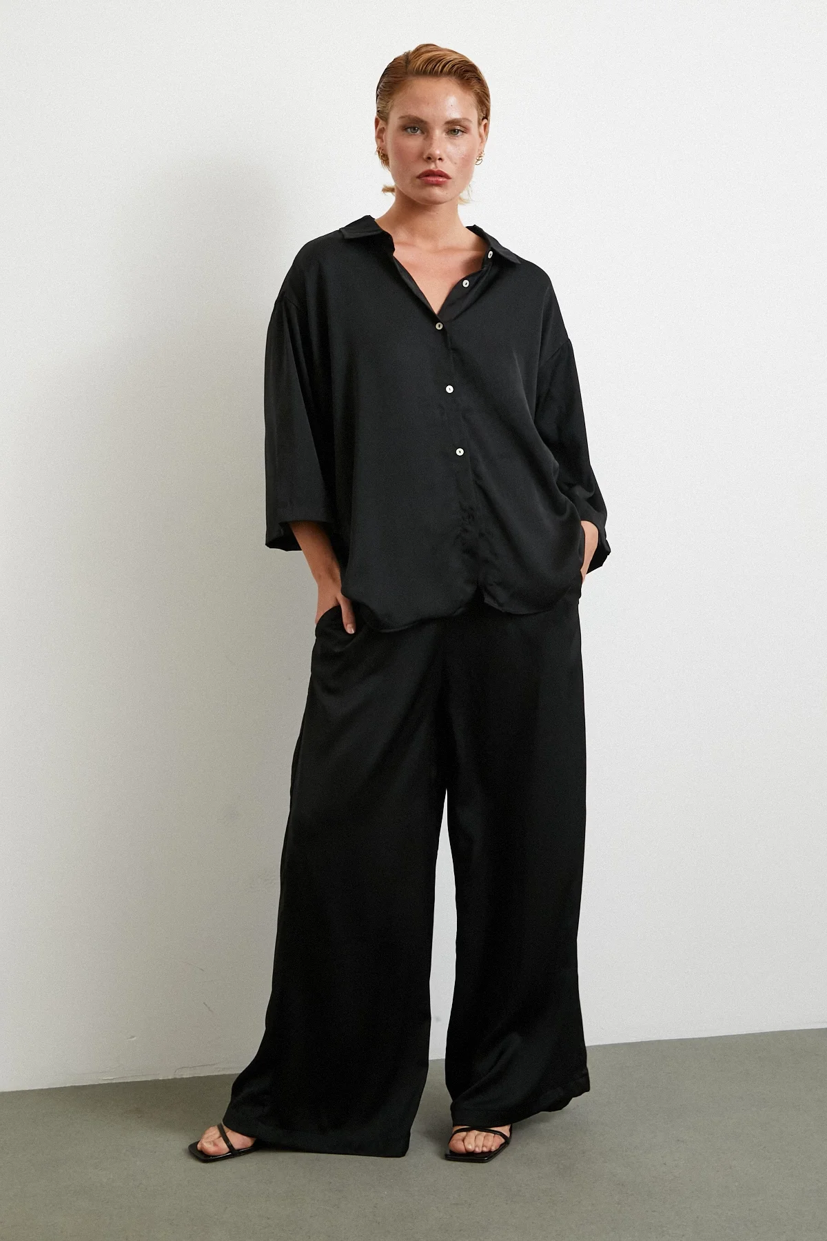 Draped Romantic Shirt - Black