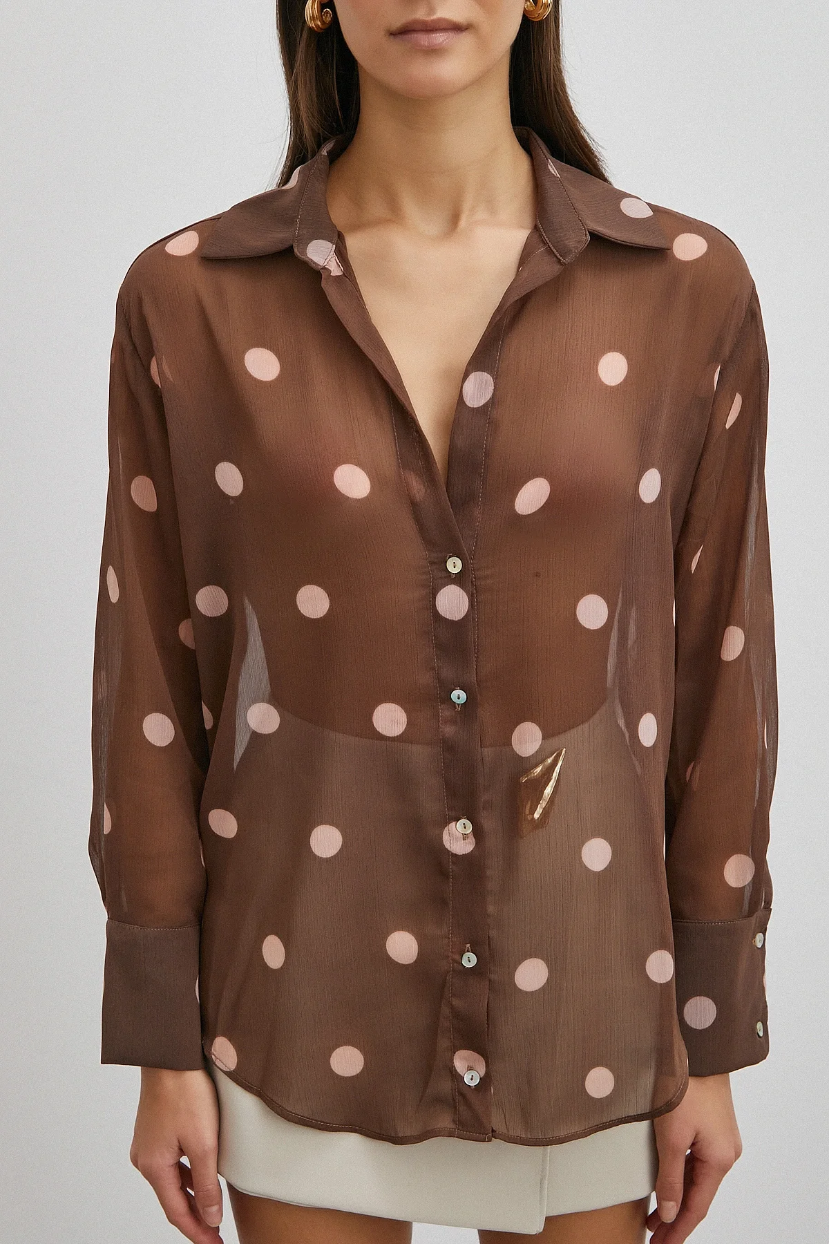 Desenli Yoryo Gömlek - Kahve