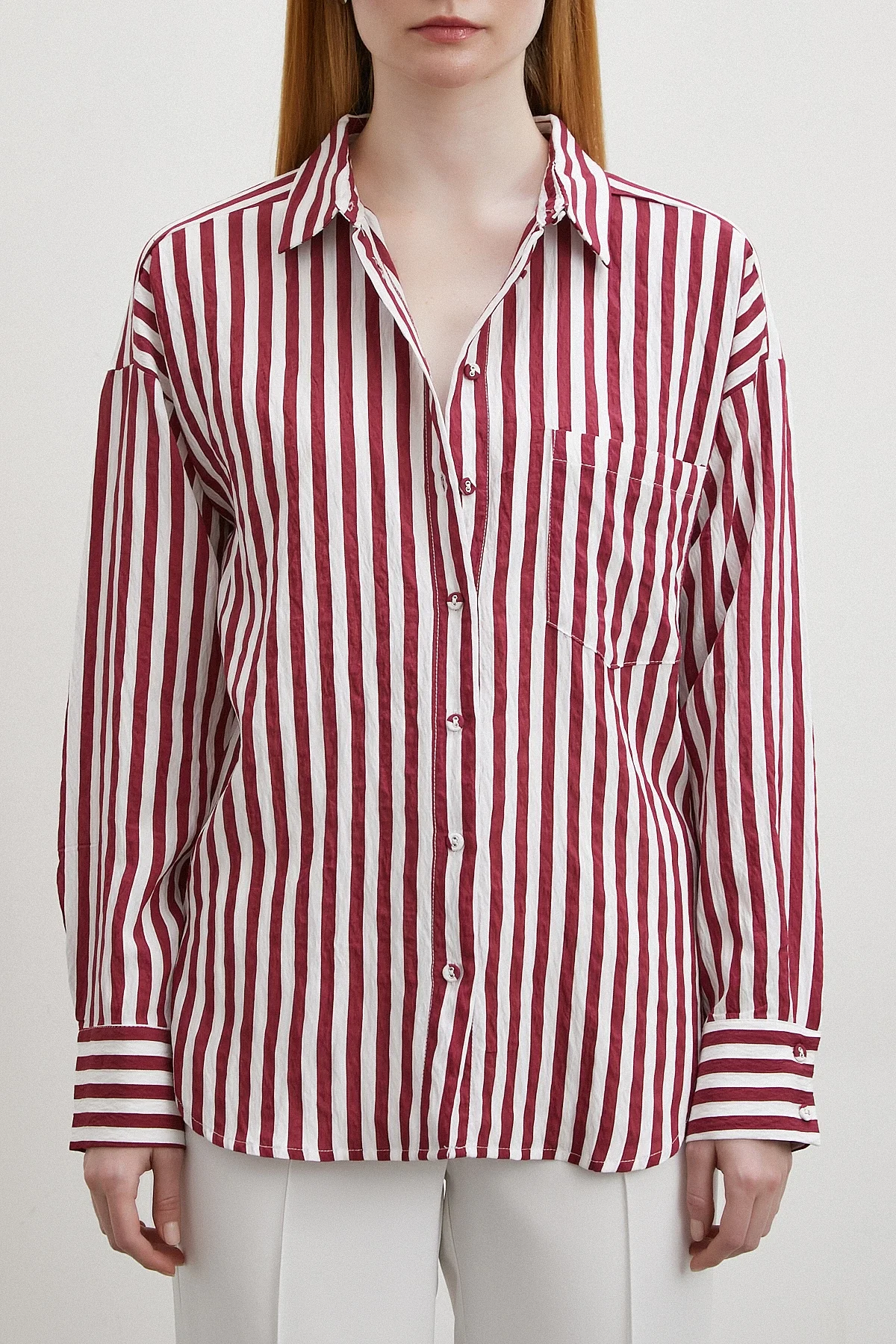 Multi Striped Pocket Shirt - Burgundy